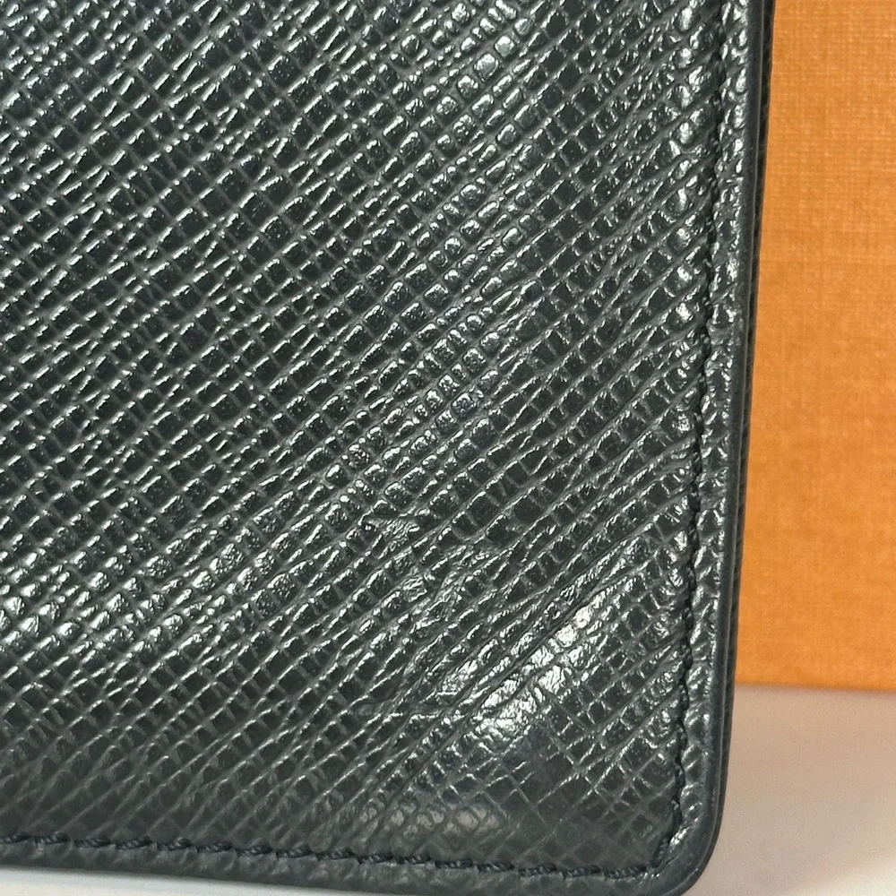 Authentic Louis Vuitton Black Brazza Taiga Long Bifold Wallet